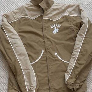 Cherry La Western Track Jacket Khaki Tan Contrast